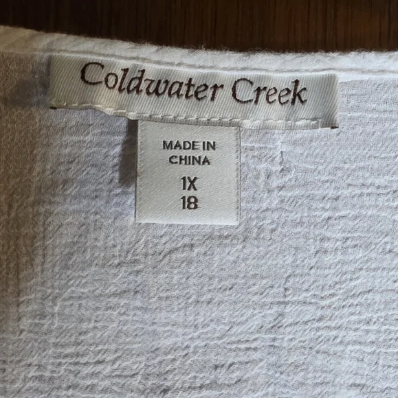 Coldwater Creek White Cotton Blouse with Crochet Trim Size 1X (18) - Picture 2 of 3